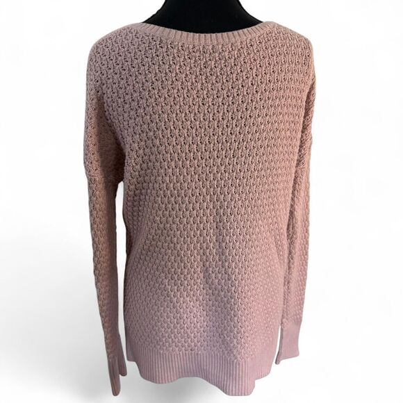 American Eagle M Soft pink Outfitters V-neck Waffle Kit Sweater - Picture 6 of 7